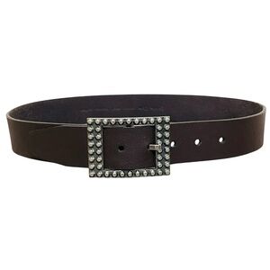 Calvin Klein Dark Brown Leather Belt Studded Buckle Edgy Grunge 424887 Women S
